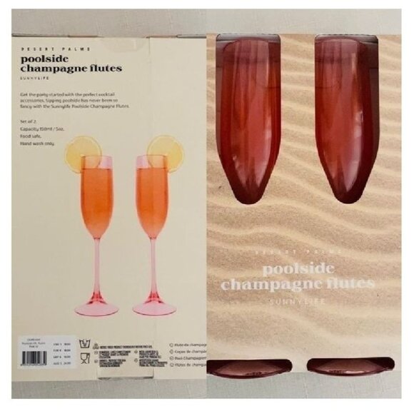 Sunnylife Desert Palms Poolside Champagne Flutes 2-Pack - Picture 7 of 7